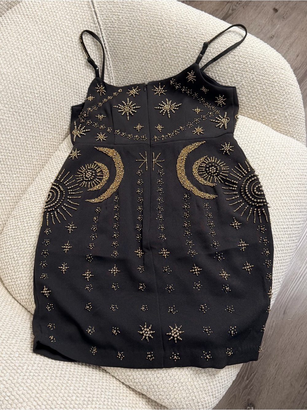 Allsaint Black Gold-Embellished Celestial Mini Dress size 2 - Picture 3 of 9